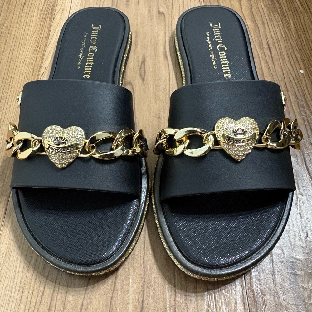 Juicy Couture Black & Gold Sandals